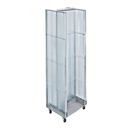Azar Displays 16" x 60" Pegboard H-Unit Floor Display with Wheels, Clear (700431-CLR)