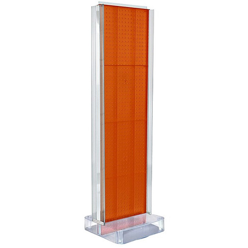 Two-Sided Pegboard Floor Display w/ C-Channel Sides on Studio Base. Panel Size: 16"W x 60"H, Orange (700778-ORG)