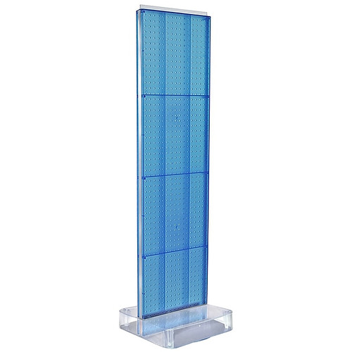 Two-Sided Pegboard Floor Display on Studio Base: Panel Size: 16"W x 60"H, Blue (700770-BLU)