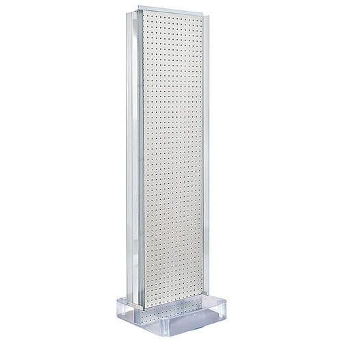 Two-Sided Pegboard Floor Display w/ C-Channel Sides on Studio Base Panel Size: 16"W x 60"H, White (700778-WHT)