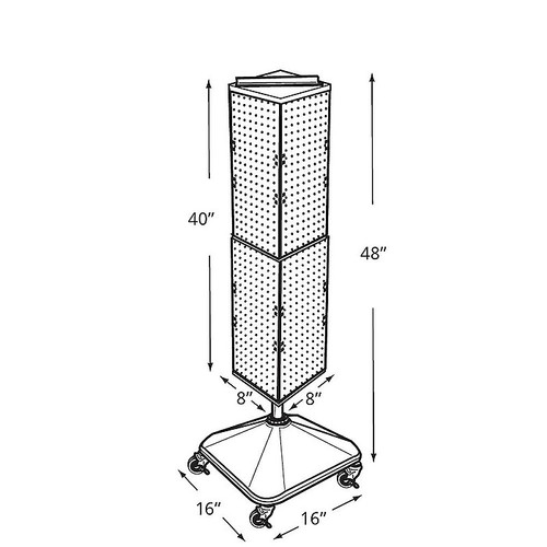 Azar® 40"(H) x 8"(W) x 8"(D) 4-Sided Interlocking Pegboard Display Tower With Square Base, Black (65dcc61fc94d75169dbe85a3_ud)