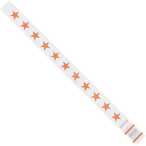 Tyvek® Wristbands, 3/4" x 10", Orange Stars, 500/Case (WR104OR)