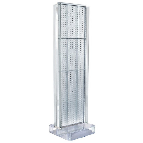 Two-Sided Pegboard Floor Display w/ C-Channel Sides on Studio Base. Panel Size: 16"W x 60"H, Clear (700778-CLR)