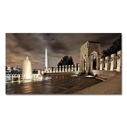 Trademark Fine Art 'World War II Memorial at Night' 10" x 19" Canvas Art (65dcc7eae0870eb6e13835ff_ud)