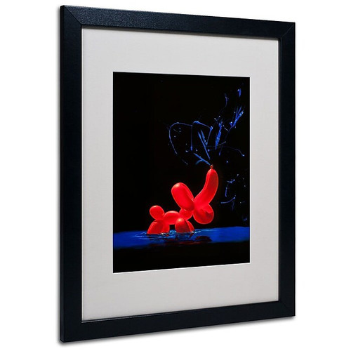Trademark Fine Art 'Balloon Elephant' 16" x 20", Black Frame Art (65dcc90be0870eb6e13839d1_ud)