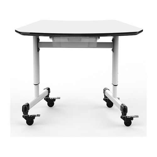 Luxor 29"W Height-Adjustable Trapezoid Student Desk with Drawer, White/Black (MBS-DESK)