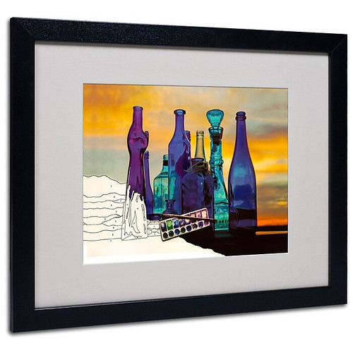 Trademark Fine Art 'Blue Sunset By Numbers' 16" x 20" Black Frame Art (65dcc9ace0870eb6e1383c9b_ud)