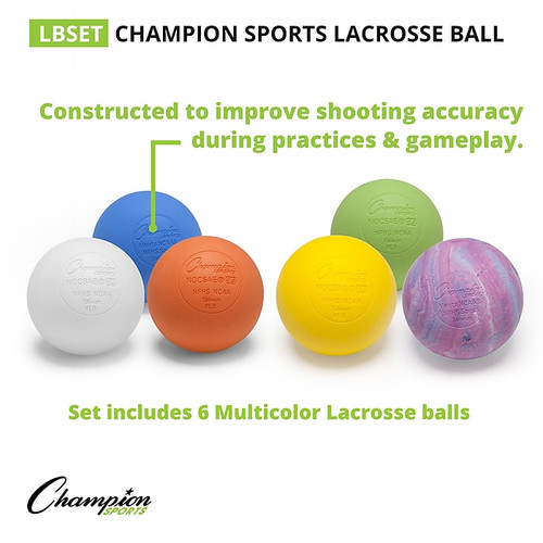 Champion Sports Lacrosse Ball Set, Set of 6 Balls (CHSLBSET)