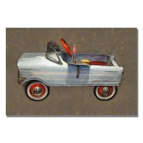 Trademark Fine Art Michelle Calkins 'Tee Bird Pedal Car' Canvas Art 22x32 Inches (65dcef40e8837636b119f6f3_ud)