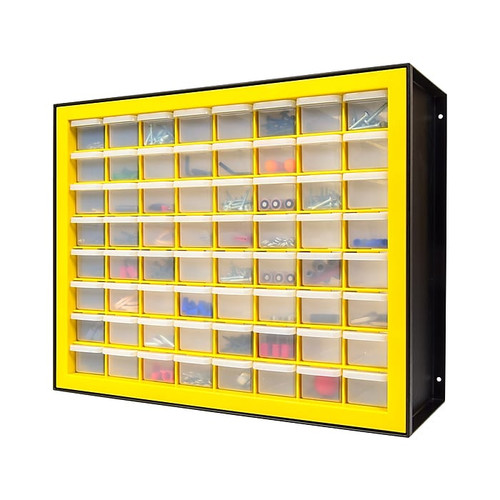 Iris 64-Drawer Desktop Storage Cabinet, Black/Yellow (500177)