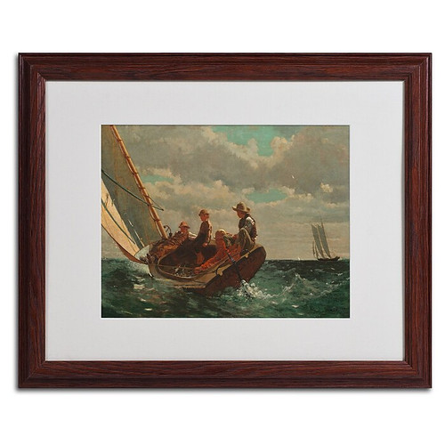 Trademark Winslow Homer "Breezing Up (A Fair Wind)" Art, White Matte With Wood Frame, 16" x 20" (65dcf183e8837636b119fe75_ud)