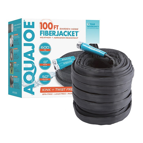 AquaJoe Garden Hose, 100', Black/Blue (AJFJH100-58-PRO)
