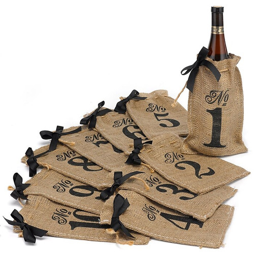 HBH™ 1-10 Burlap Table Number Wine Bags, Brown (65dcf1bde8837636b11a0148_ud)