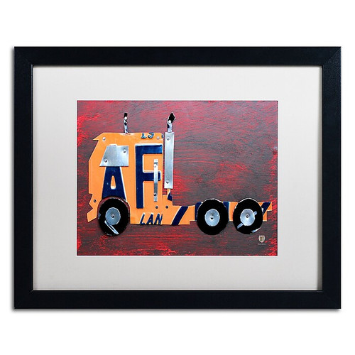 Trademark Fine Art ''Semi Truck'' by Design Turnpike 16" x 20" White Matted Black Frame (ALI1289-B1620MF)