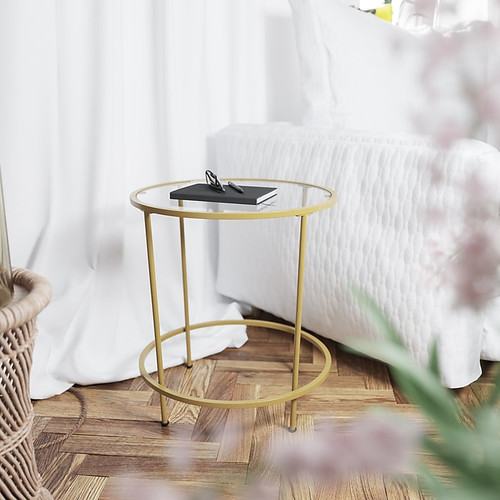 Flash Furniture Astoria Collection End Table, Clear/Matte Gold (NANJN21750ET)