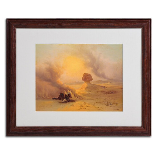 Trademark Johann Frey "Caravan Caught in Sinum Wind" Art, White Matte With Wood Frame, 16" x 20" (65dcf24de8837636b11a07e4_ud)