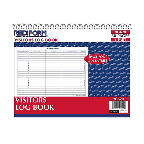 Rediform Visitors Log Book, 11" x 8.5", 50 Pages, Multicolor (9G620)