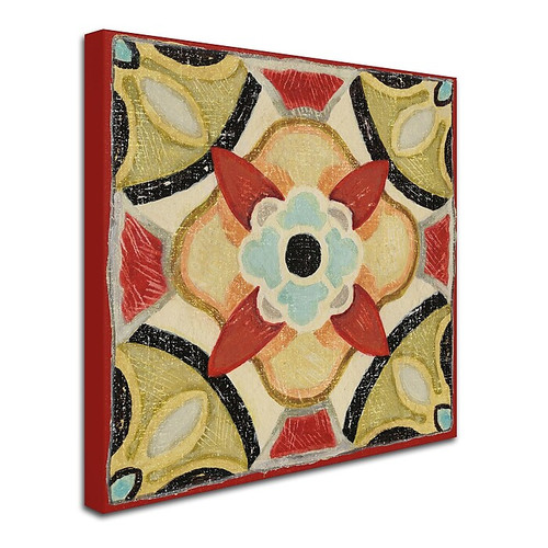 Trademark Daphne Brissonnet "Bohemian Rooster Tile Square IV" Gallery-Wrapped Canvas Art, 24" x 24" (65dcf299e8837636b11a0c0e_ud)
