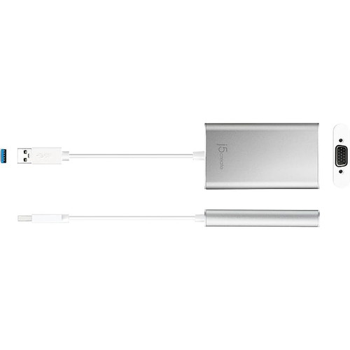 j5create USB to VGA Adapter, M/F, Silver (JUA311)