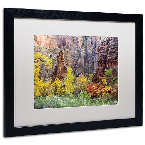 Trademark Pierre Leclerc "Sinawava Temple" Art, White Matte W/Black Frame, 16" x 20" (65dcf2ece8837636b11a1015_ud)