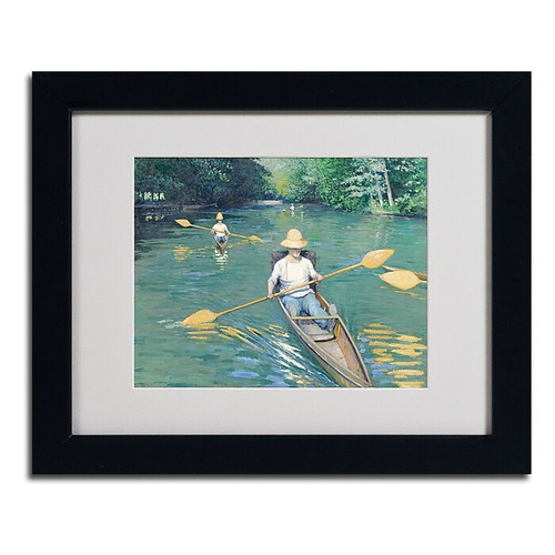 Trademark Gustave Caillebotte "Skiffs 1877" Art, White Matte W/Black Frame, 11" x 14" (65dcf2ece8837636b11a1021_ud)