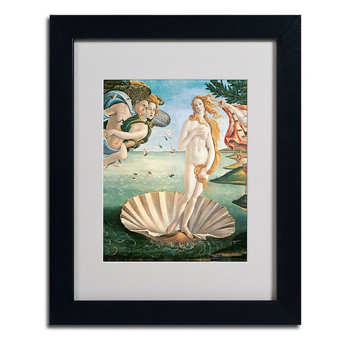Trademark Dandro Botticelli "Birth of Venus 1484" Art, White Matte With Black Frame, 11" x 14" (65dcf36fe8837636b11a1503_ud)