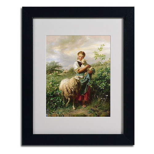 Trademark Johann Hofner "The Shepherdess 1866" Art, White Matte With Black Frame, 11" x 14" (65dcf388e8837636b11a157b_ud)