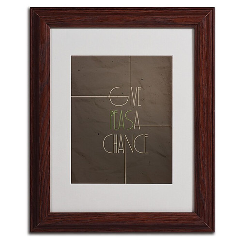 Trademark Megan Romo "Give Peas a Chance" Art, White Matte W/Wood Frame, 11" x 14" (65dcf3b7e8837636b11a1640_ud)