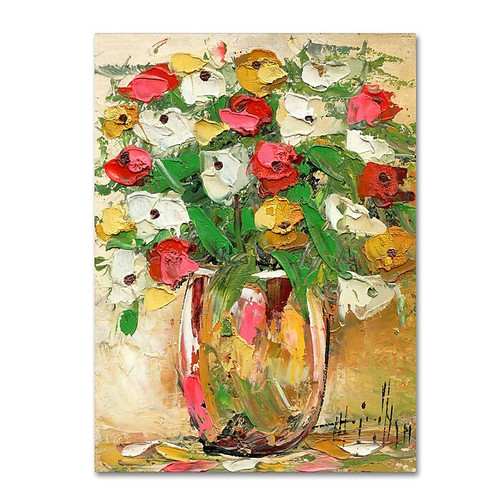 Trademark Fine Art Hai Odelia 'Spring Flowers in a Vase 7' 14" x 19" Canvas Stretched (190836068326)