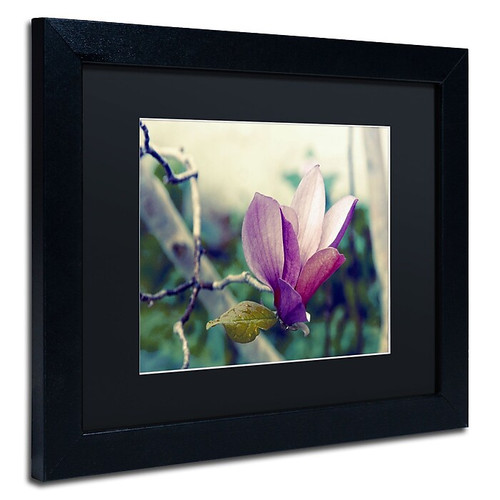 Trademark Patty Tuggle "Pink Magnolia" Art, Black Matte With Black Frame, 11" x 14" (65dcf3efe8837636b11a1773_ud)
