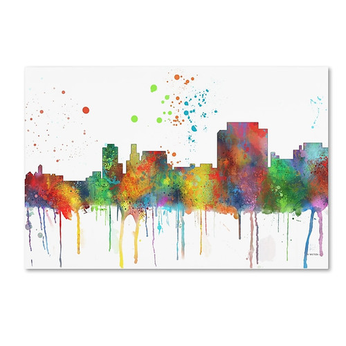 Trademark Fine Art Marlene Watson 'Trenton New Jersey Skyline Mclr-1' 12" x 19" Canvas Stretched (190836211722)