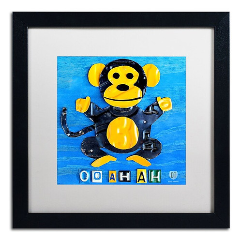 Trademark Fine Art ''Oo Ah Ah the Monkey'' by Design Turnpike 16" x 16" White Matted Black Frame (ALI1264-B1616MF)