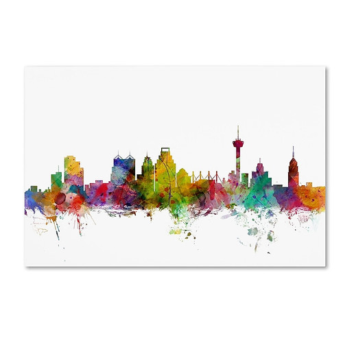 Trademark Fine Art ''San Antonio Texas Skyline'' by Michael Tompsett 22" x 32" Canvas Art (MT0579-C2232GG)