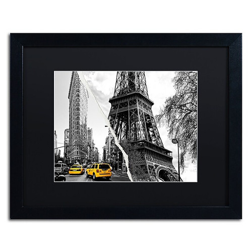 Trademark Fine Art ''Paris New York'' by Philippe Hugonnard 16" x 20" Black Matted Black Frame (PH0106-B1620BMF)