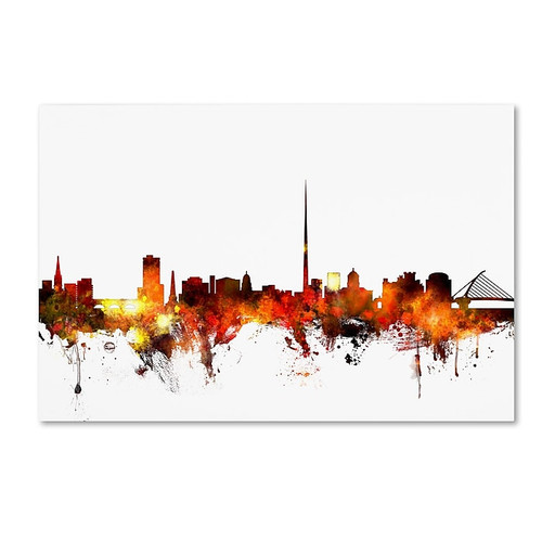 Trademark Fine Art Michael Tompsett 'Dublin Ireland Skyline Red' 12" x 19" Canvas Stretched (190836094622)
