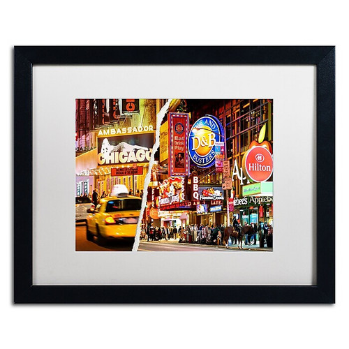 Trademark Fine Art ''Times Square Colours'' by Philippe Hugonnard 16" x 20" White Matted Black Frame (PH0097-B1620MF)