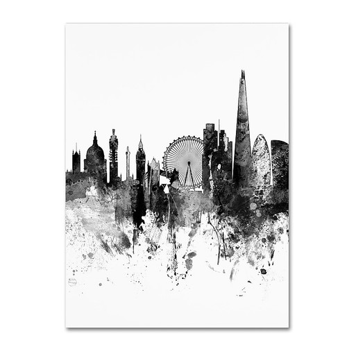 Trademark Fine Art Michael Tompsett 'London Skyline Tall B&W' 14" x 19" Canvas Stretched (190836097128)