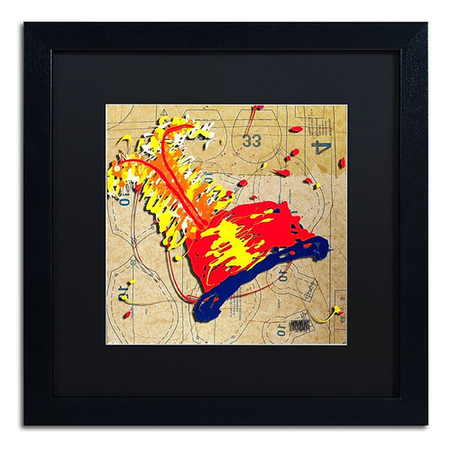 Trademark Fine Art Roderick Stevens 'Red Hat Orange Feathers' 16 x 16 (RS987-B1616MF)