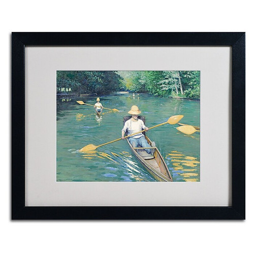 Trademark Gustave Caillebotte "Skiffs 1877" Art, White Matte W/Black Frame, 16" x 20" (65dcf579e8837636b11a1def_ud)