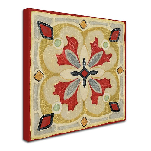 Trademark Daphne Brissonnet "Bohemian Rooster Tile Square III" Gallery-Wrapped Canvas Art, 18" x 18" (65dcf585e8837636b11a1e2b_ud)