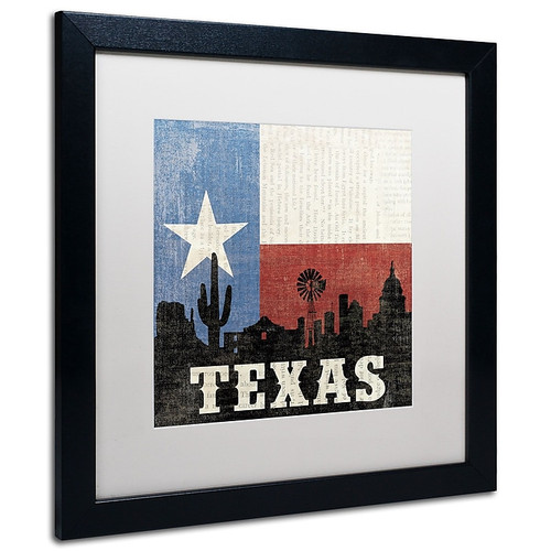 Trademark Moira Hershey "Texas" Art, White Matte With Black Frame, 16" x 16" (65dcf5f1e8837636b11a1ff4_ud)