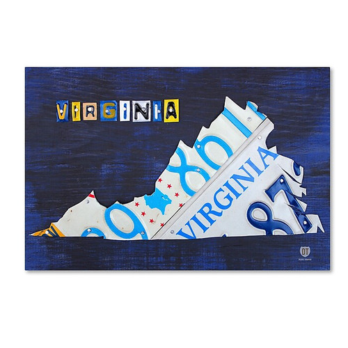 Trademark Fine Art ''Virginia License Plate Map'' by Design Turnpike 16" x 24" Canvas Art (ALI1283-C1624GG)