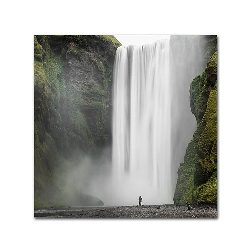 Trademark Fine Art Philippe Sainte-Laudy 'Alone at Skogafoss' 18" x 18" Canvas Stretched (190836281855)