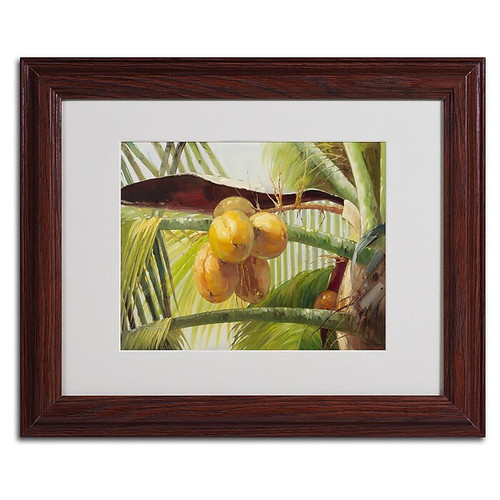 Trademark Victor Giton "Coconut Palm I" Art, White Matte With Wood Frame, 11" x 14" (65dcf686e8837636b11a2292_ud)