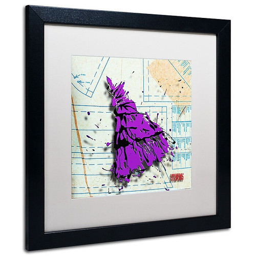 Trademark Roderick Stevens "Shoulder Dress Purple n Black" Art, White Matte W/Black Frame, 16" x 16" (65dcf687e8837636b11a22aa_ud)