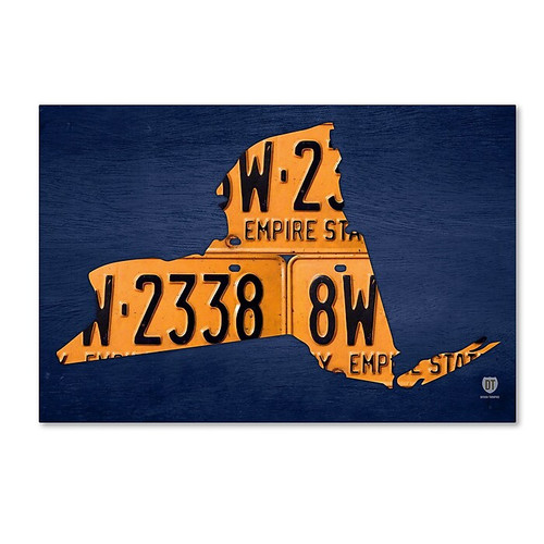 Trademark Fine Art ''New York License Plate Map'' by Design Turnpike 22" x 32" Canvas Art (ALI1291-C2232GG)