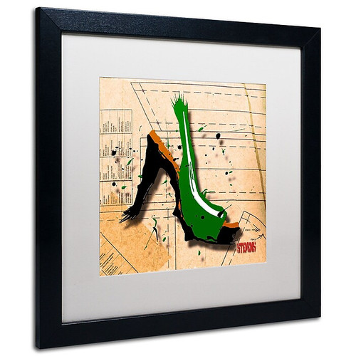 Trademark Roderick Stevens "Suede Heel Green" Art, White Matte With Black Frame, 16" x 16" (65dcf6d1e8837636b11a23b0_ud)