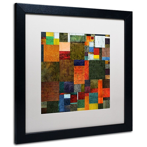 Trademark Michelle Calkins "Brocade Color Collage 3" Art, White Matte With Black Frame, 16" x 16" (65dcf6dee8837636b11a23fe_ud)