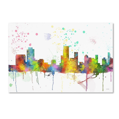 Trademark Fine Art Marlene Watson 'Newark New Jersey Skyline Mclr-1' 12" x 19" Canvas Stretched (190836207947)