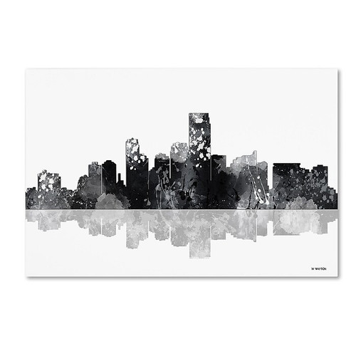 Trademark Fine Art Marlene Watson 'Jersey City New Jersey Skyline BG-1' 12" x 19" Canvas Stretched (190836193943)
